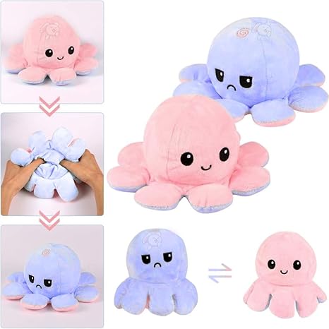 Storio Toy Octopus Plushie Reversible Soft Toys for Kids